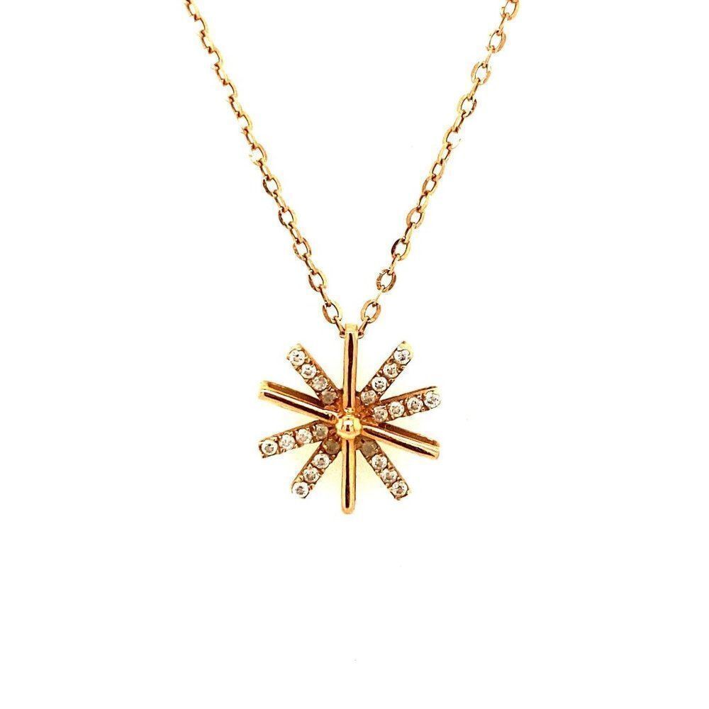 18k Rose Gold CZ Snowflake Necklace‎